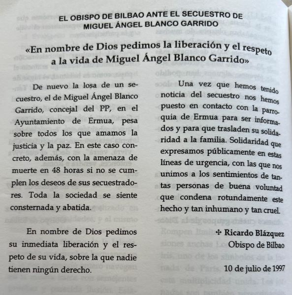 Nota ante el secuestro de Miguel Ángel Blanco