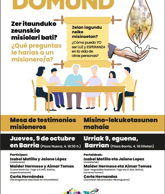 Mesa de testimonios misioneros, el jueves en Barria