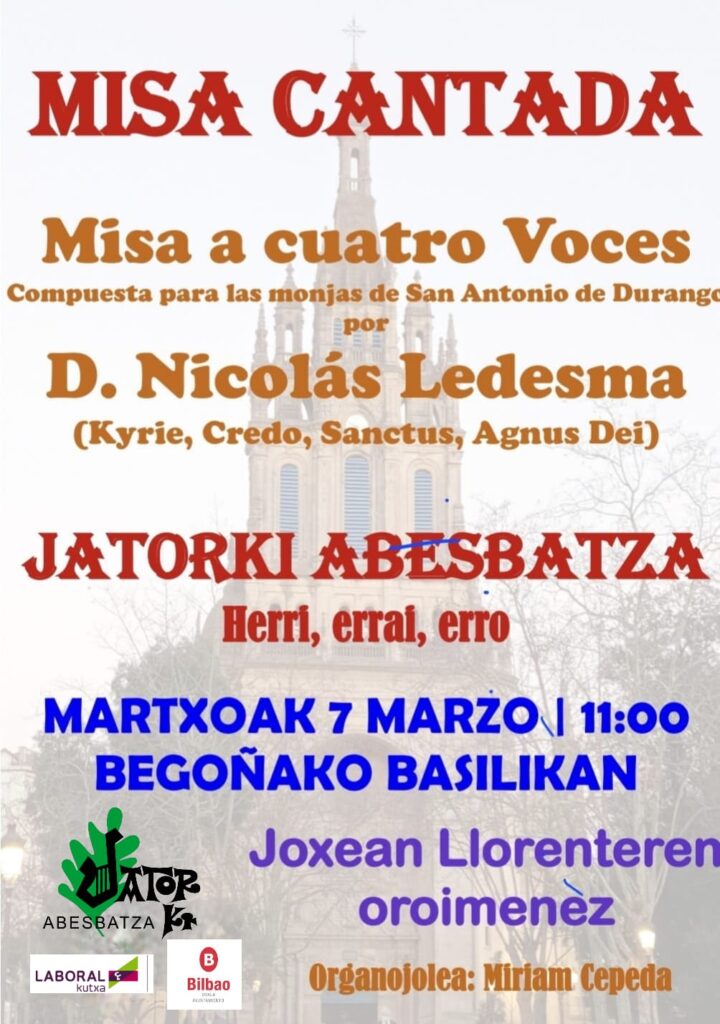 Meza kantatua Begoñan