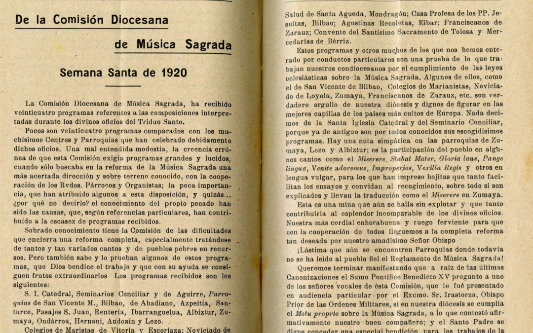 Un siglo de la aprobación del Reglamento de la Música Sagrada